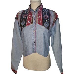 ‎Sas'sa LTD vintage cropped patchwork patterned top